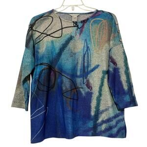 Multiples Abstract Print Soft Tunic, Size L